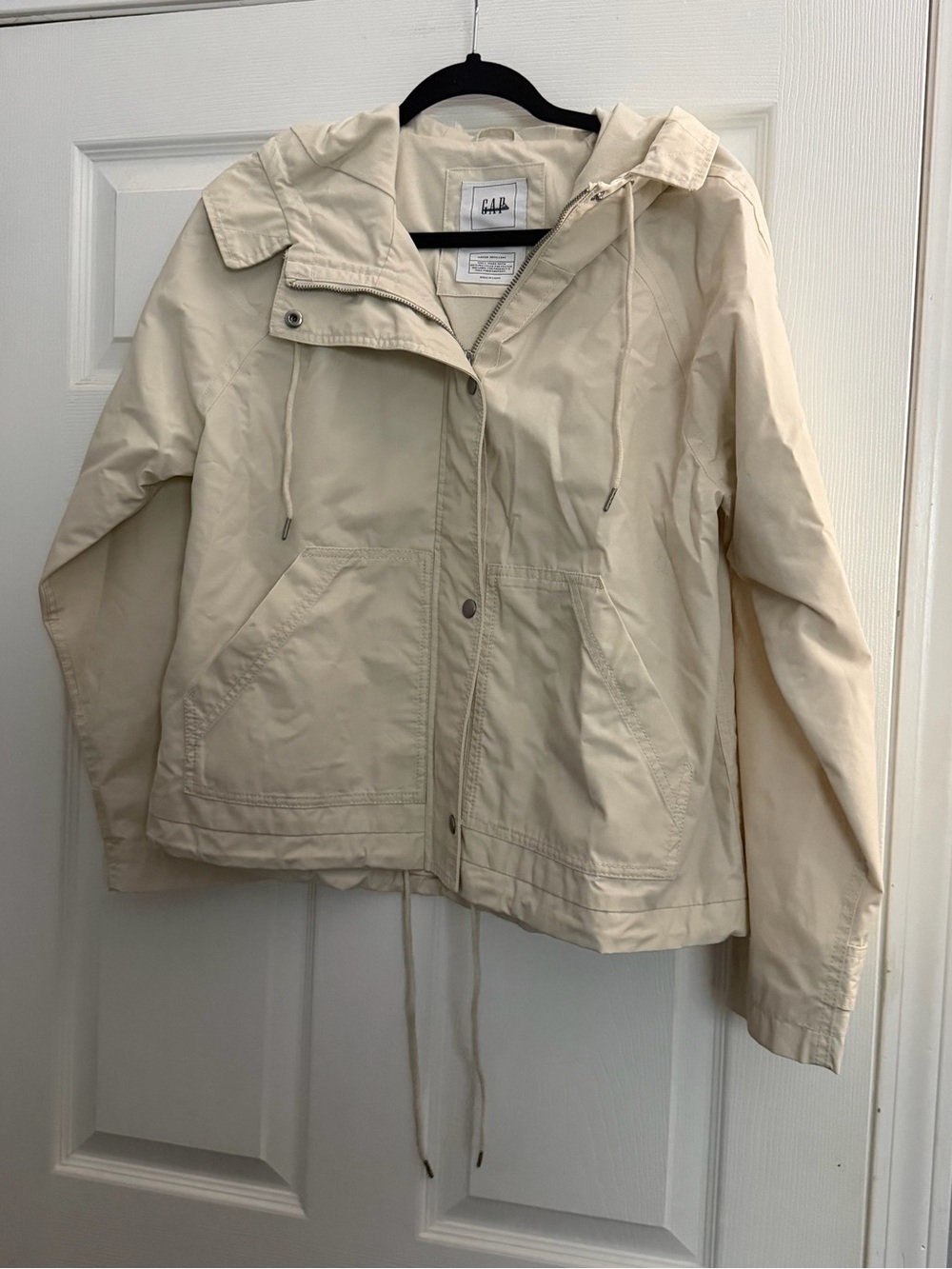 GAP Cream Hooded Utility Jacket Cropped